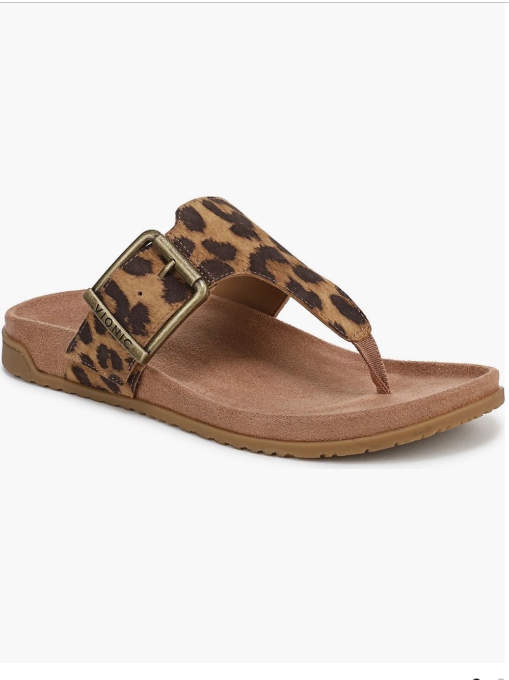 NWT Vionic Emma Leopard Suede Orthotic Thong Sandals Size 8.5